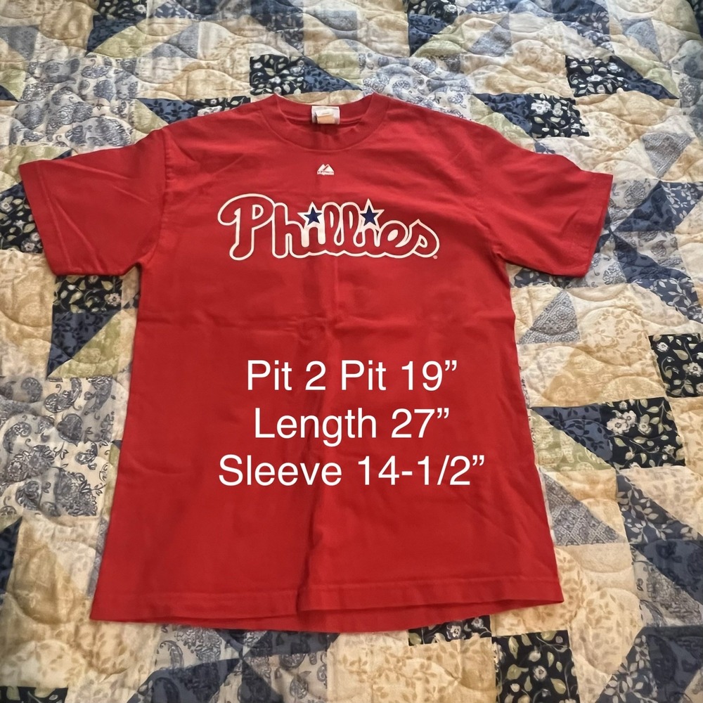 MAJESTIC MLB PHILADELPHIA PHILLIES #29 RAUL IBANEZ T-SHIRT JERSEY SZ MD WS CHAMP